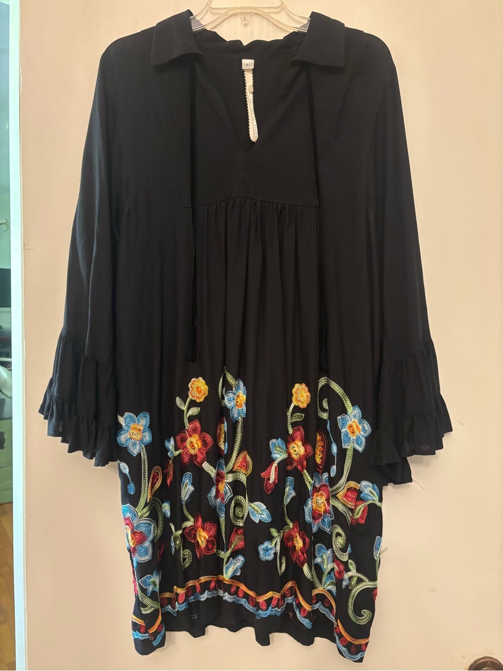 Uncle Frank Black Tunic with Decorative Ribbon